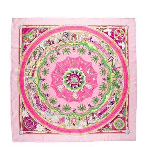 Hermes pink silk scarf